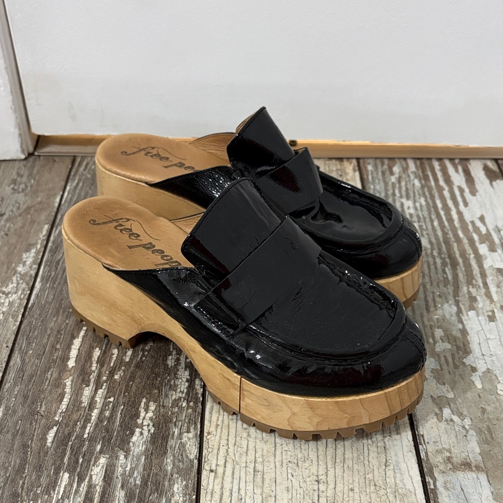 Free People Corbin Loafer Clogs in Black Patent Leather - Picture 2 of 4